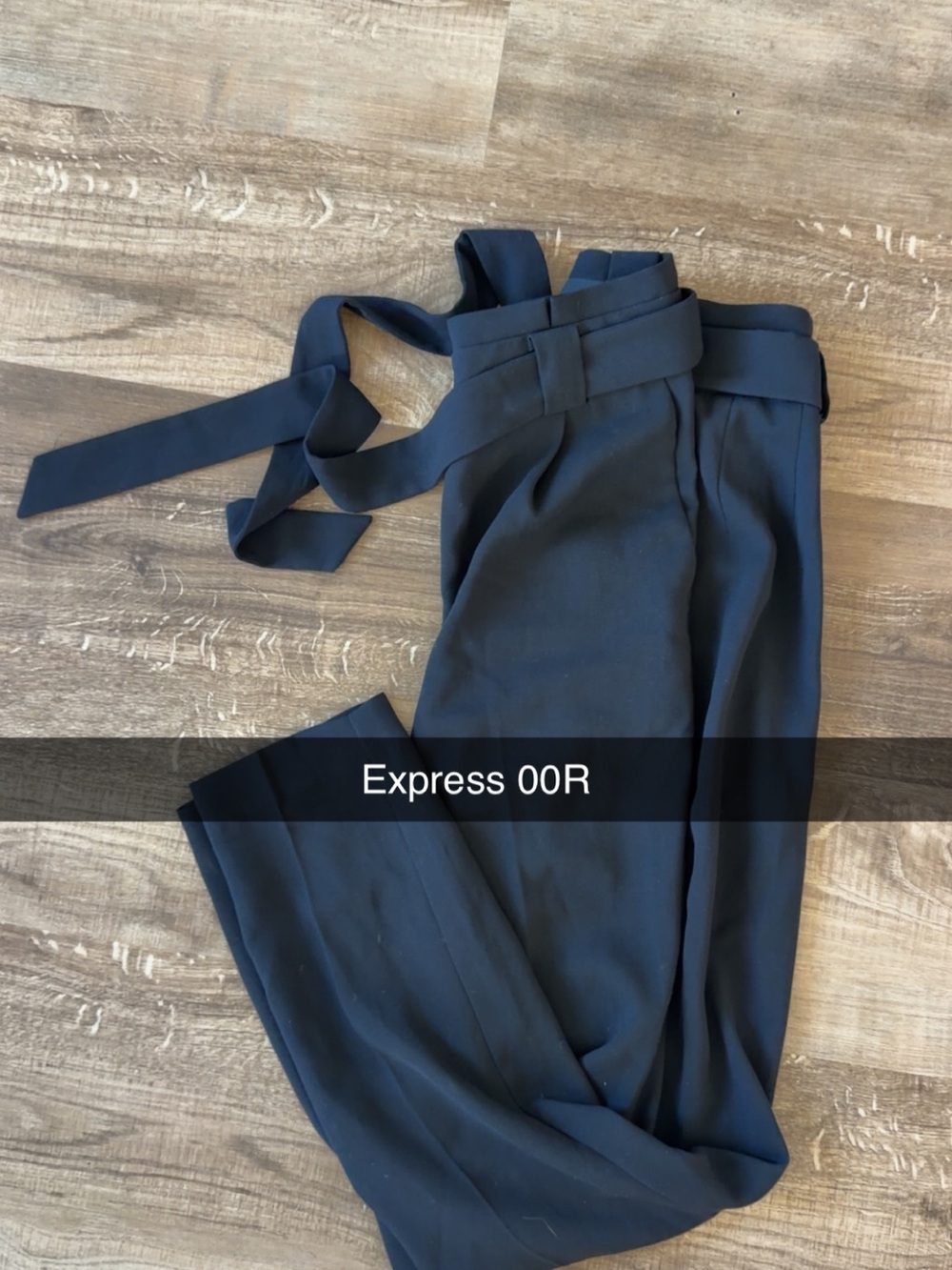 Express Navy High-Waist Paperbag Trousers with Tie Belt
